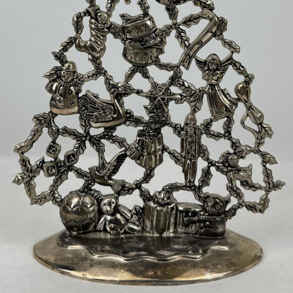 Vintage Godinger Silver Art Christmas Tree Candle Holder Silver-Plated 10" - Picture 3 of 11